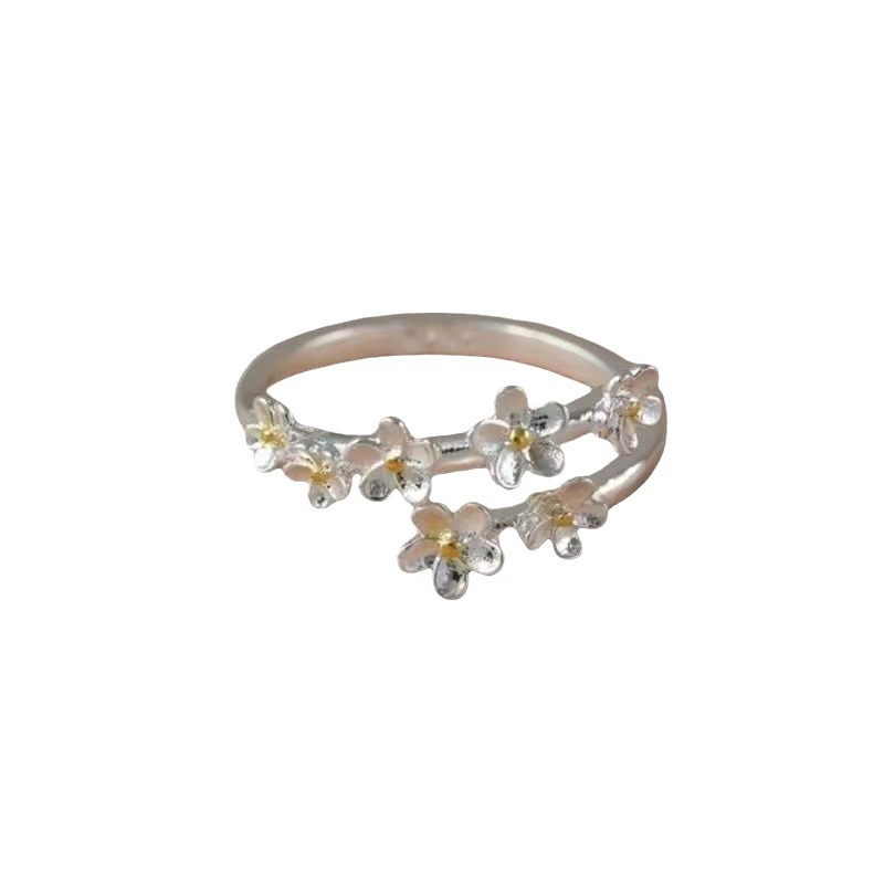 Vintage French Style Adjustable Open Ring With Floral Design_voghion.com