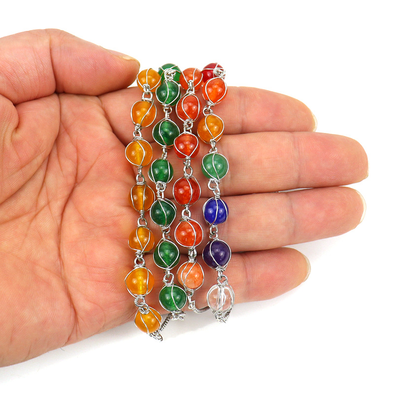 Simple Style Round Alloy natural stone Beaded Bracelets 1 Piece