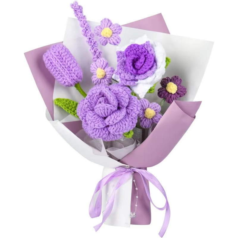 Amazon al por mayor buquete de lana hecha a mano trenzado imortalidad flor GeSan regalos de mano decoración simulación de San Valentín