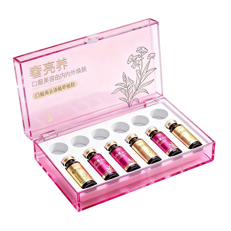 亚克力保健品礼盒口服美容产品展示包装盒透明红亚克力展示盒厂家