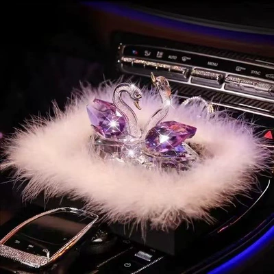 Car Dashboard Decoration Perfume, Car ornaments - purple-swan-plush-anti-slip-mat