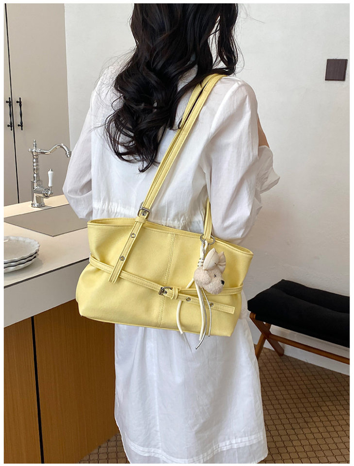 Túi nách nữ dáng hộp ngang phong cách đường phố, túi tote đeo vai đơn giản dung lượng lớn — Bạc không có mặt dây chuyền, Gạo trắng không có mặt dây chuyền, Màu cà phê Không có mặt dây chuyền, Màu hồng không có mặt dây chuyền chi tiết 29