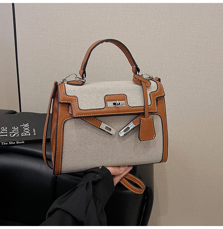 Bolsos para mujer 2025 nuevo estilo transfronterizo costura de color en contraste bolso Kelly de mano moda de alta gama bolso de mensajero de un solo hombro