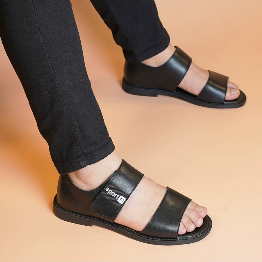 Новые мужские римские сандалии с открытым носком, модные кожаные повседневные модные универсальные тапочки, уличная пляжная обувь