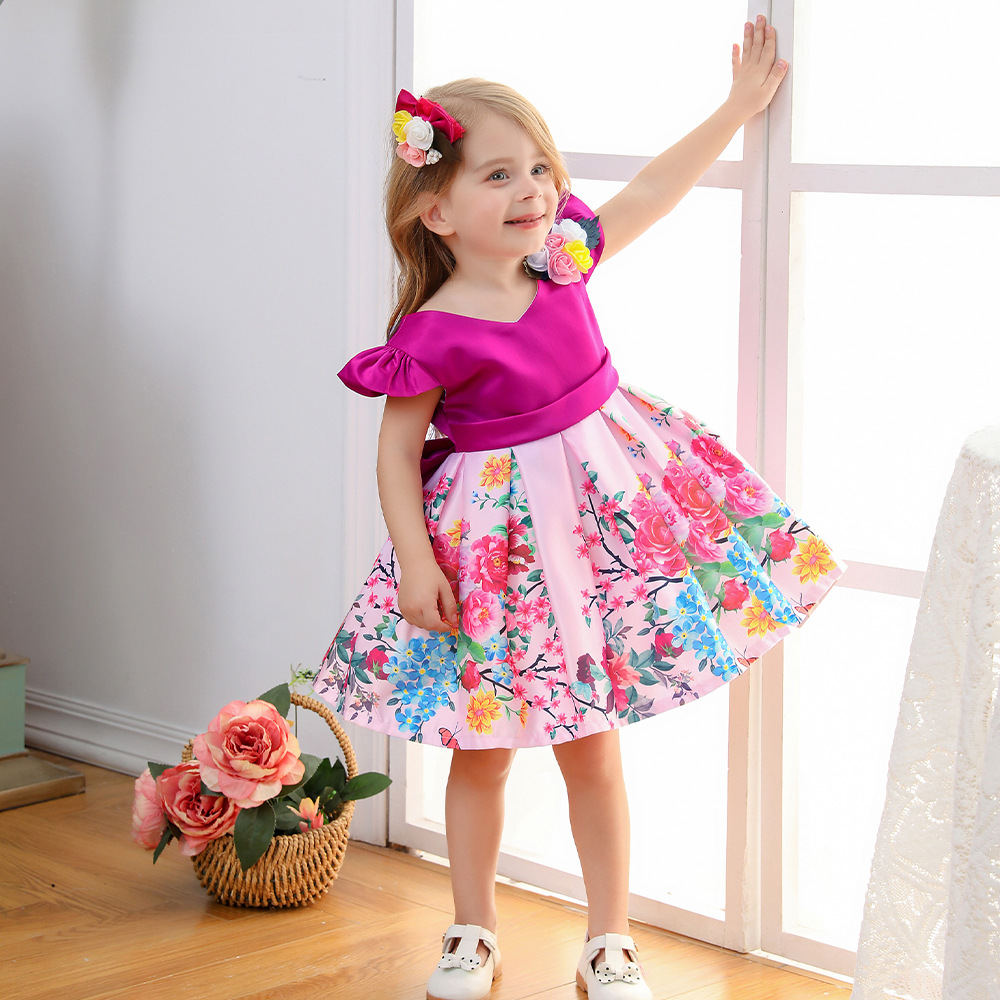 (Cross-border trading), evening dress with bow, hair accessory girl's 3