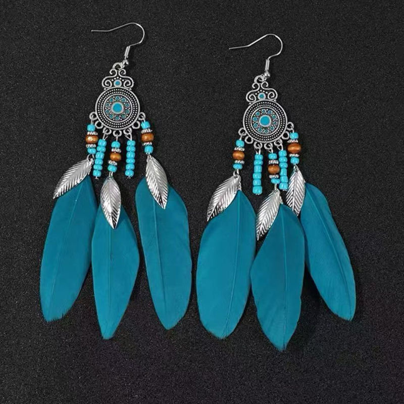 2-Retro long feather (hole blue)