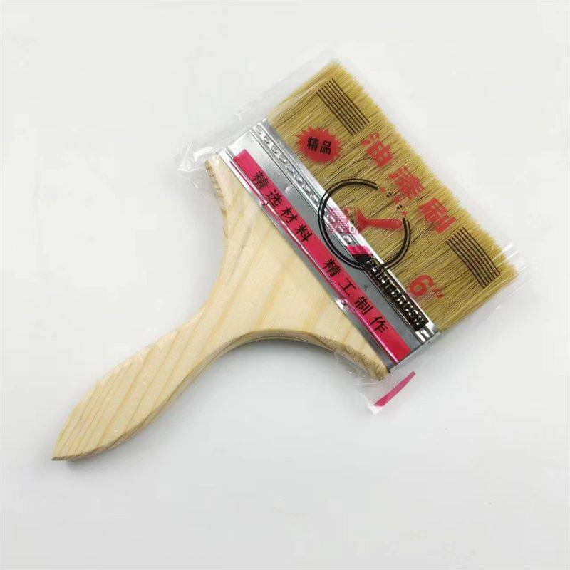 Fuente de la fábrica mango de madera cepillo de pintura de 4 pulgadas cepillo de pintura cepillo marrón cepillo de pared herramienta de cepillo barbacoa marina