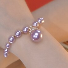 镶钻皇冠紫色施家珍珠手链女轻奢小众设计感手串小红书锁骨链
