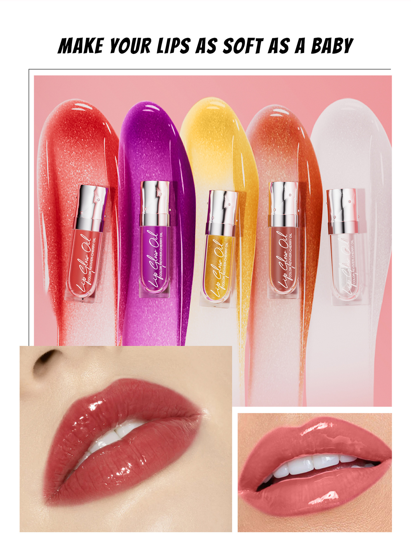 Hellokiss Lip oil Moisturizing and Nourishing Transparent Lip Care Oil Lip Gloss Gold Lip glow oil undefined