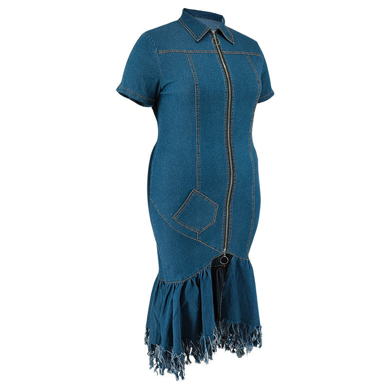 Women's Clothing Elegant Plus Size Women's Denim Dress Style Fashion For Formal & Casual For Women Striped Print Long_ecoleips.com