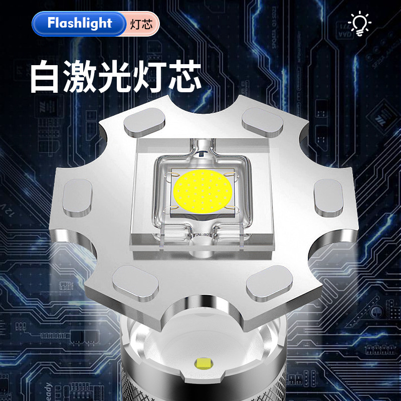 Linterna láser de luz fuerte de alta potencia remoto zoom telescópico linterna cola LCD pantalla eléctrica TypeC carga rápida