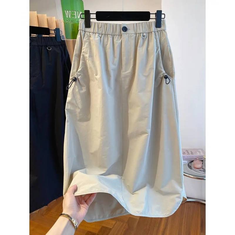 Women's Skirt 2025 Spring New American Retro Style Sports Workwear Pocket Versatile Casual Letter Skirt Trendy