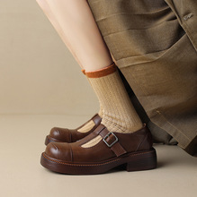 丁字鞋2024春季女鞋粗跟低跟时装鞋浅口小皮鞋复古单鞋玛丽珍鞋