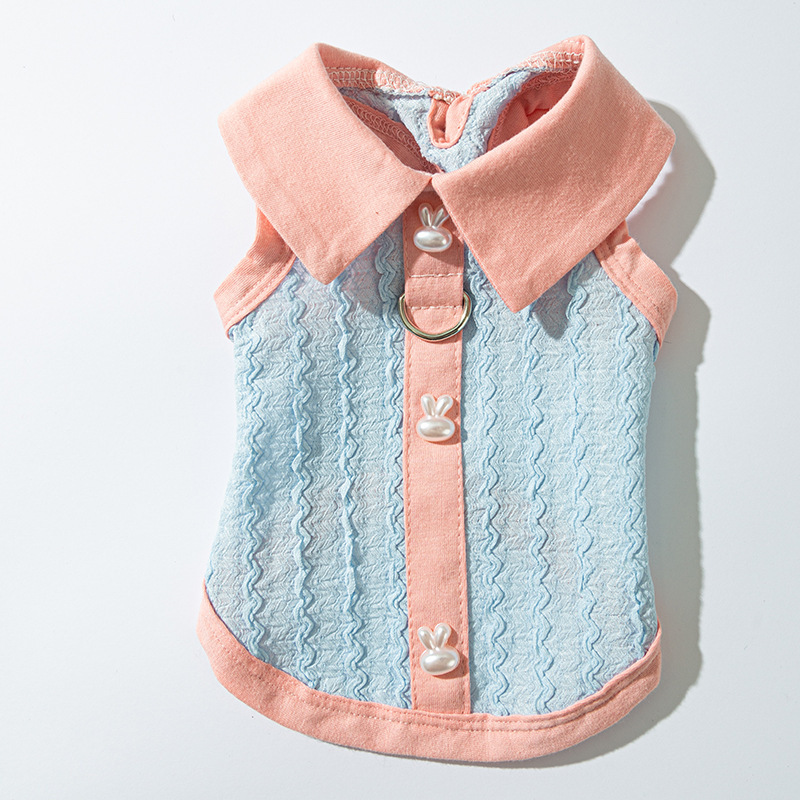 Primavera y verano perro lindo dibujos animados divertido gran bolsillo de ganso blanco chaleco de tracción perro pequeño gato perro mascota ropa