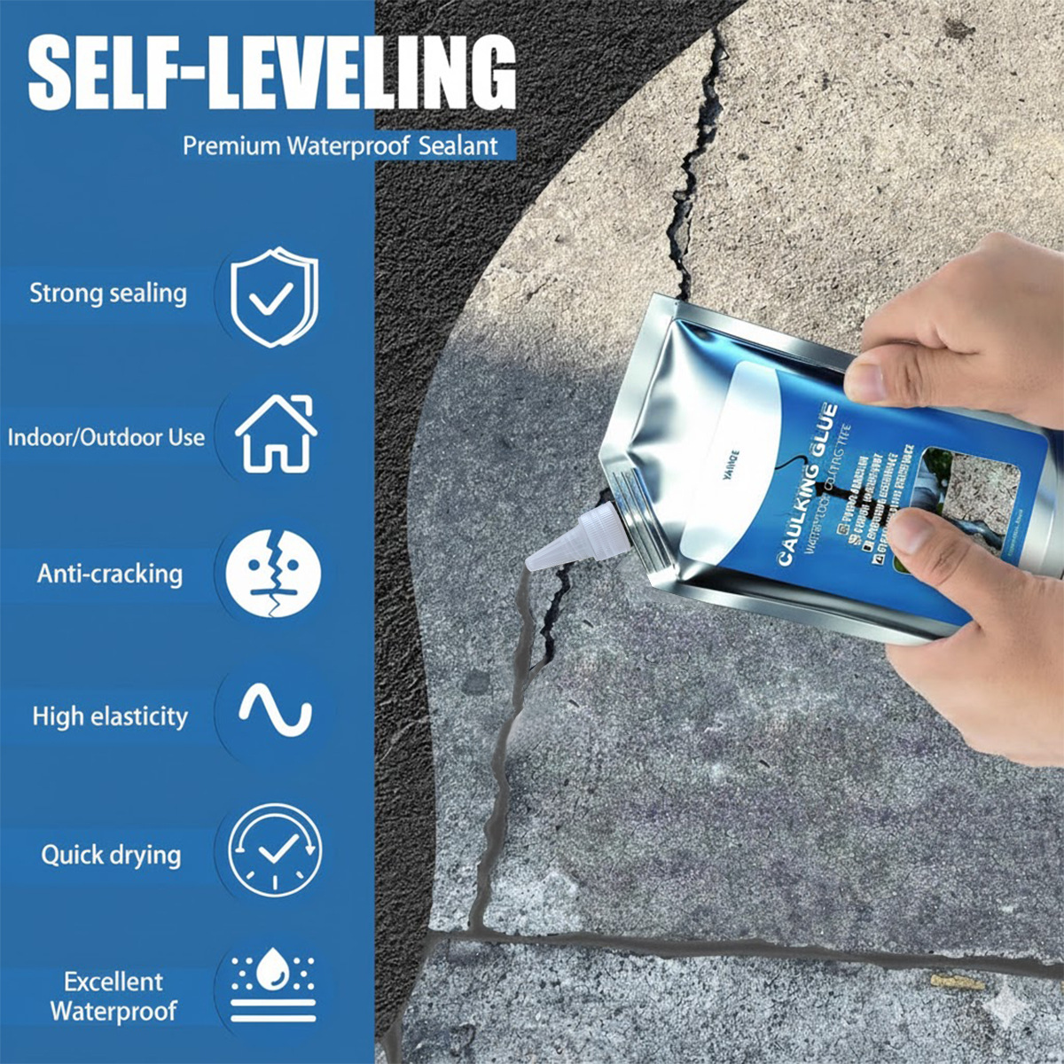 ✅500ml跨境自流平灌缝胶水泥屋顶地面修补胶防水补漏