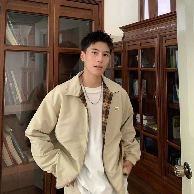 2024 American Retro Plaid Double-sided Wear Loose All-match Men's and Women's Autumn High-end New Jacket Coat