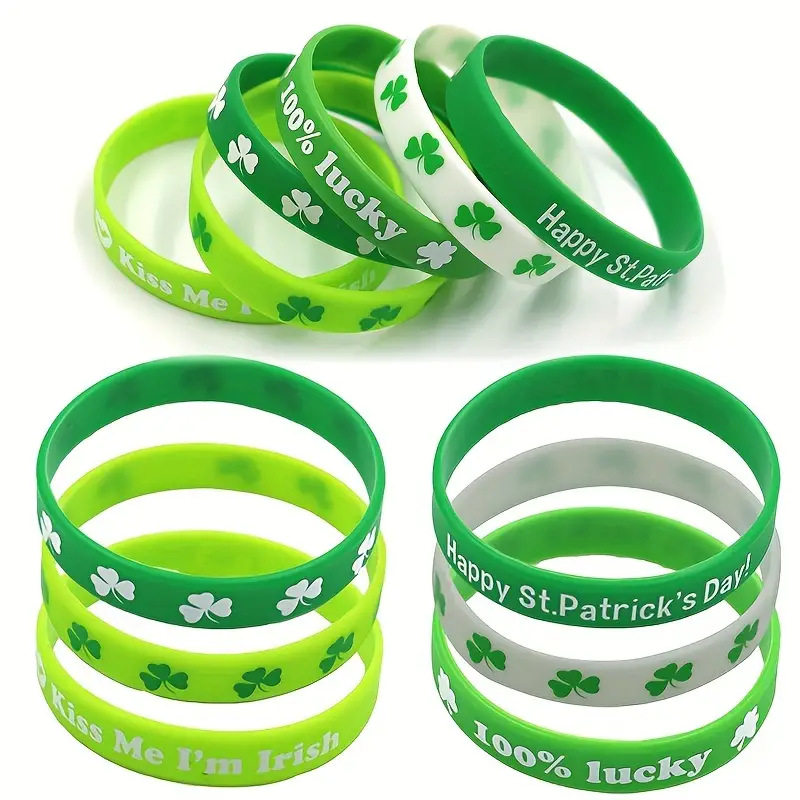 Festival irlandés partido joyería del día de San Patricio trébol pulsera de silicona pulsera irlandesa mano