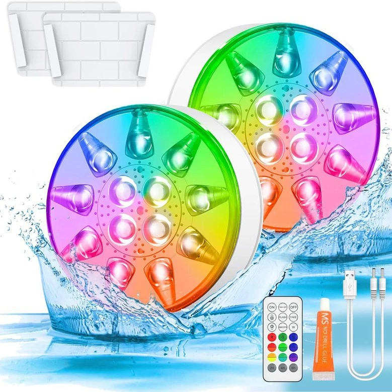 Популярный трансграничный USB-перезаряжаемый фонарь для дайвинга, водонепроницаемый светодиодный фонарь для дайвинга с радиочастотным пультом дистанционного управления, магнитный RGB-фонарь для бассейна, светильник для ванной