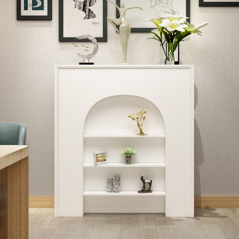 裝飾壁爐櫃法式白色實木裝飾櫃簡約客廳置物架民宿火爐實木展示櫃