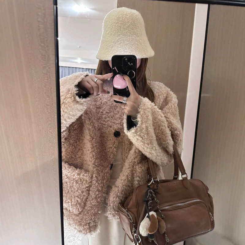 Wool D-Fabric Double-Face Lamb Fur Coat