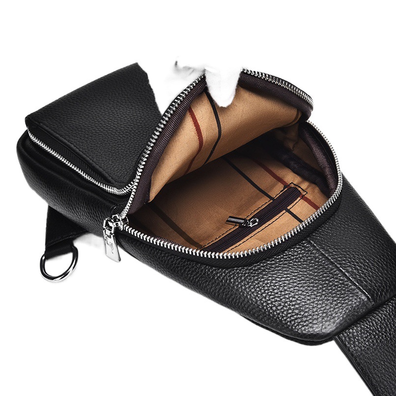 Men's Chest Bag Crossbody Bag New Genuine Leather First Layer Cowhide Chest Bag Outing Portable Bag Shoulder Bag Men's Bag
