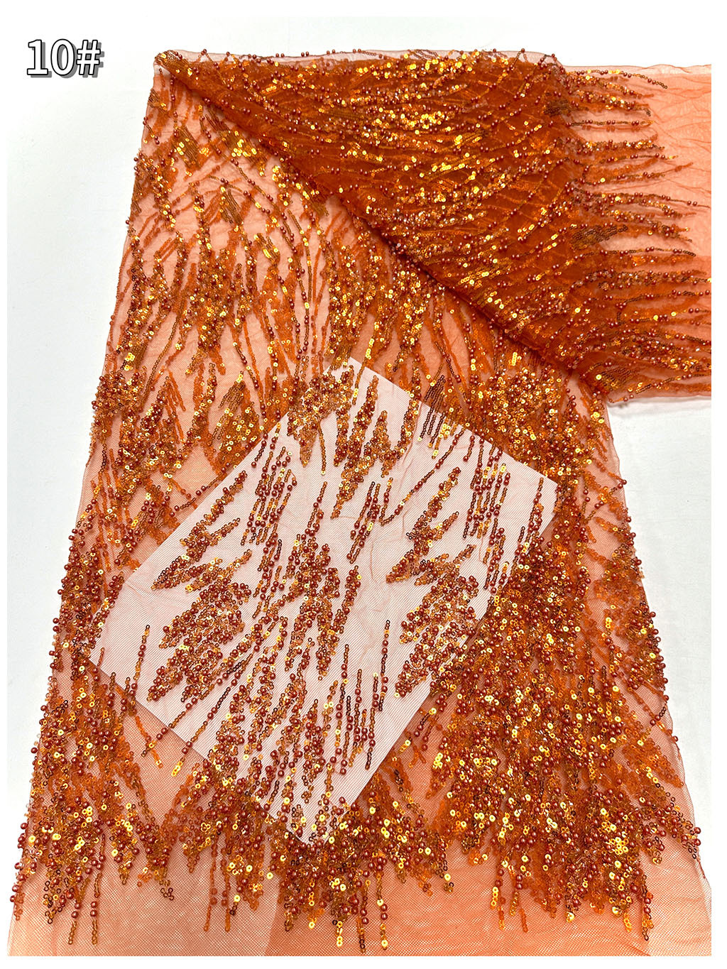 Tejido de bordado de perlas onduladas de agua vestido de boda vestido de moda mallas sequinado tejido bordado