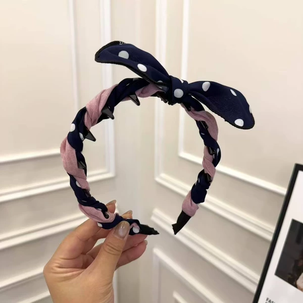 FG3102-2#Navy Contrast Rabbit Ear Headband
