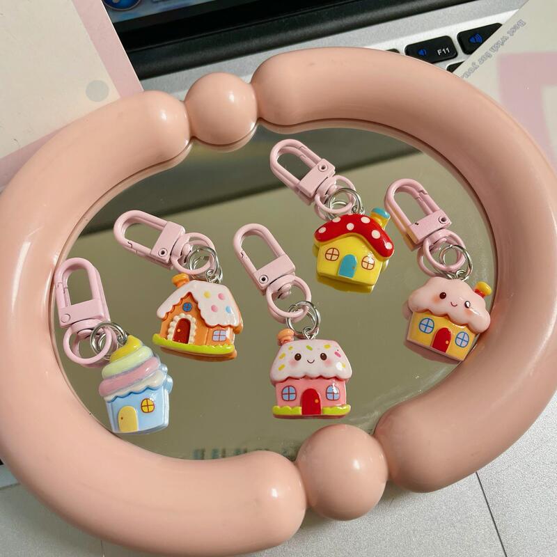 Cute Cartoon Ice Cream House Keychain Sweet and Personalized Student Backpack Pendant Gift Wholesale