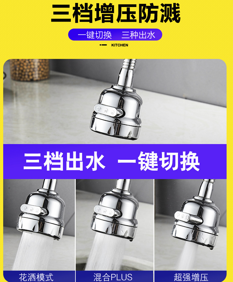 Kitchen faucet extender, universal rotating pressure-increasing water outlet filter, water-saving device, splash-proof extended showerhead bubbler Application Scenario