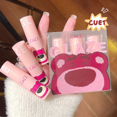 CACE莓莓熊啞光唇泥套裝 學生裸妝絲絨順滑口紅一套自然百搭唇釉