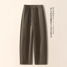 军绿色卫裤弯刀裤女秋冬季2025新款高腰九分哈伦气球裤加绒直筒裤