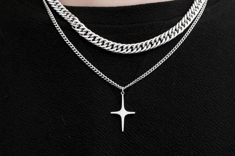 Hip-hop Cross Titanium Steel Polishing Chain Unisex Layered Necklaces display picture 2