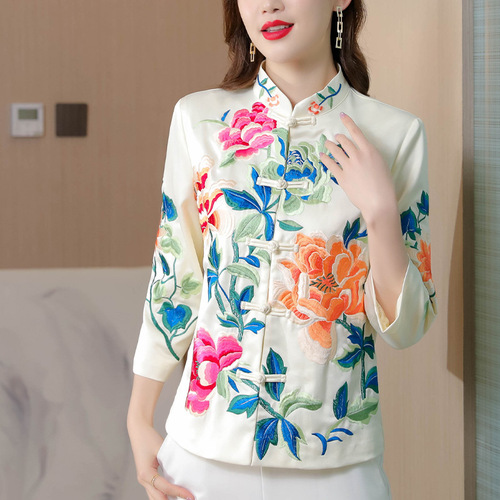 Chinese Dress floral Qipao Tang Suit for women  embroidered jacket female outfit tops national costume of female cheongsam