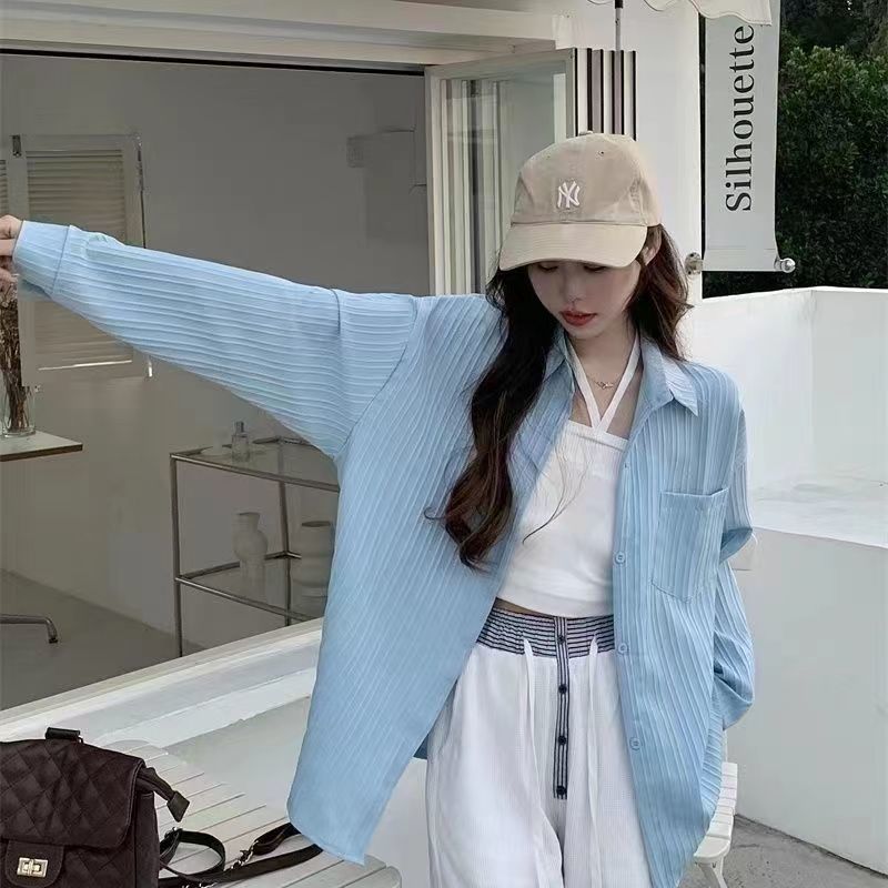衬衫上衣设计感女小众新款夏季薄款衬衣外套女款防晒开衫外搭简约|undefined