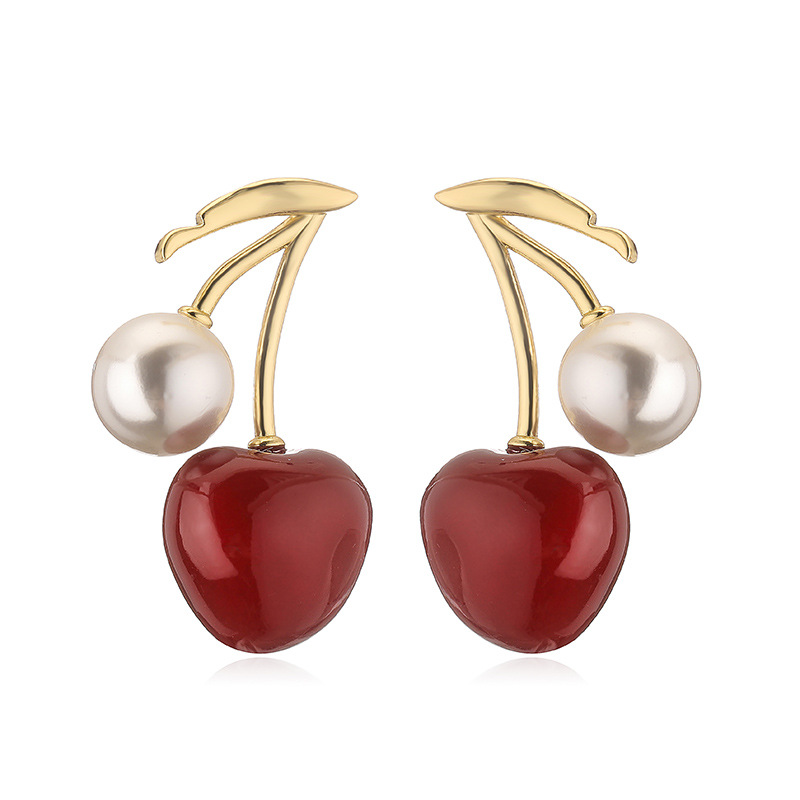 Ear Studs Classification 1 Pair Sweet Cherry Copper Ear Studs