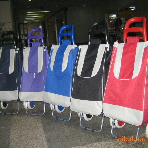 超市购物车拉杆购物车买菜车折叠手拉车 布袋购物拖轮包 厂家直销