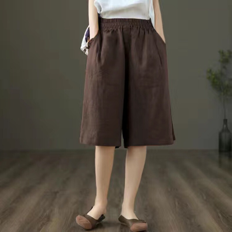 Running Cotton Linen Shorts Women's Summer Thin High Waist Loose Slimming Casual Pants Straight Wide Leg Pants