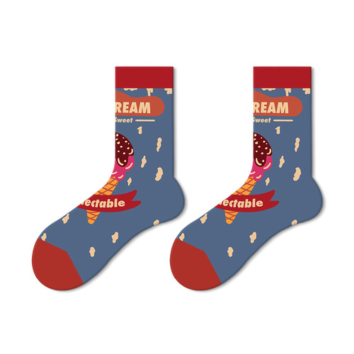 Lumi French oil painting socks women's mid-calf socks men's ins trend outer wear street retro fashion couple socks trendy socks