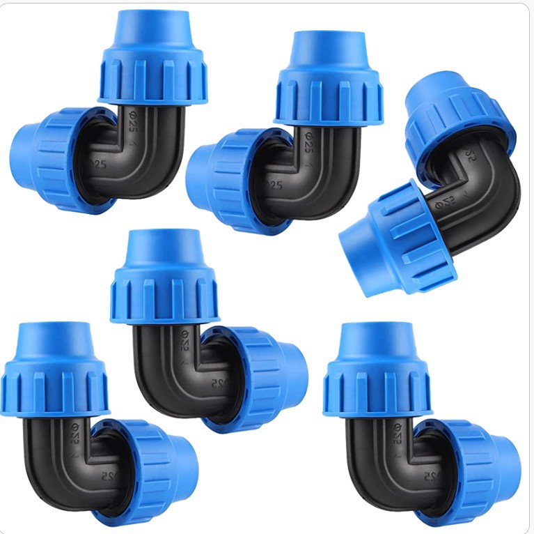 32pe tubería conexión rápida instalación directa conveniente tubería dura conexión exterior PE alambre exterior tee tapa azul accesorios de tubería de codo de Unión suelta