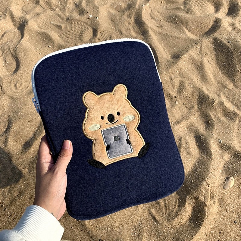 Korean Style Ins Niche Design Bear Embroidery Laptop Bag Pro13 Inner Sleeve iPad Storage Bag 11inch