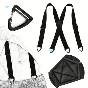 Men's 1.5 Heavy Duty Suspender with 4 Buck Black Men's Suspenders