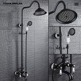 Cross-Border American Black Antique Brass Shower Head Set Home Bathroom Rain Shower Toilet Booster Shower Head