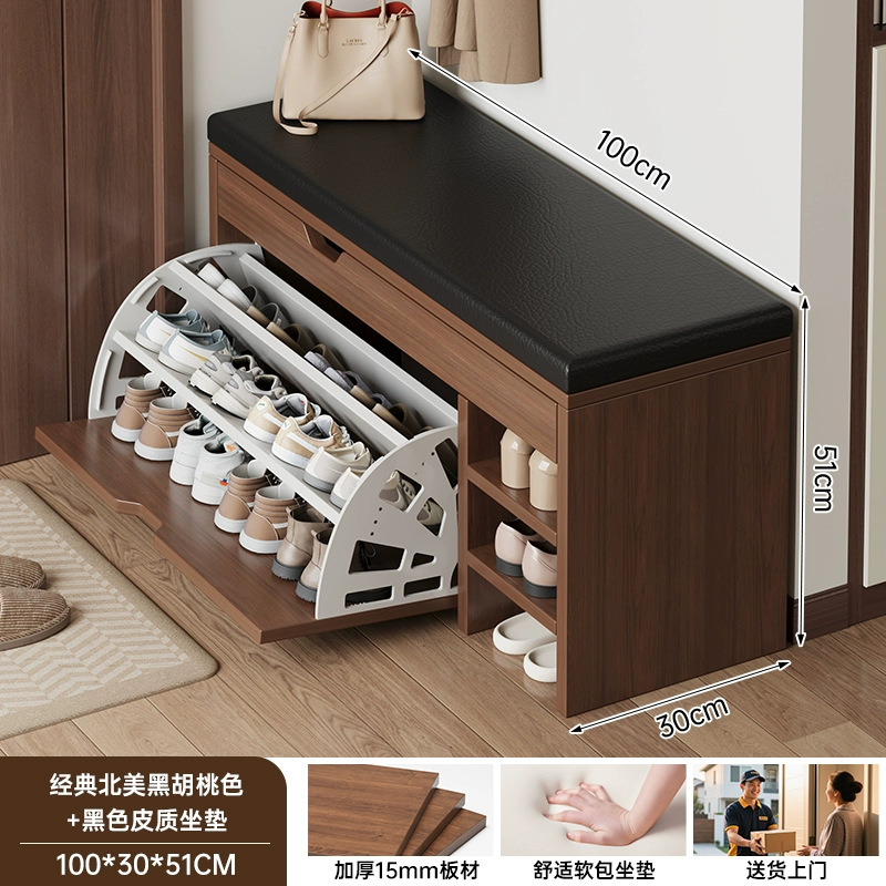 【업그레이드 보조 칸막이형】 클래식 북미산 블랙 월넛 색상 100*30*51cm (수납 칸막이 포함)