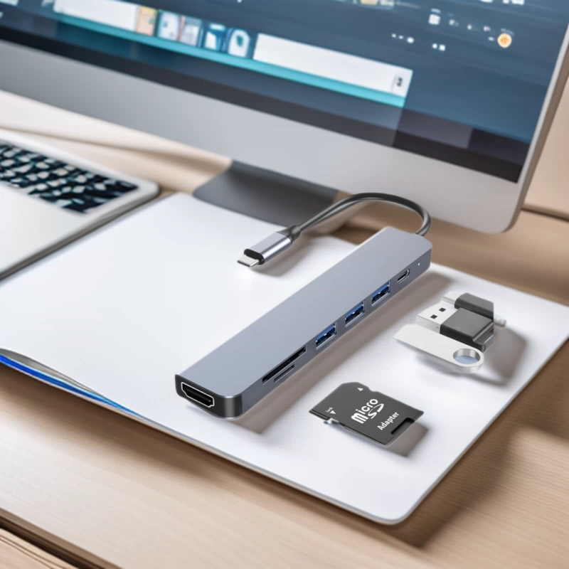 Многопортовая док-станция Type-C (один вход, семь выходов) с функцией дублирования экрана HDMI и поддержкой PD для мобильных телефонов и ноутбуков