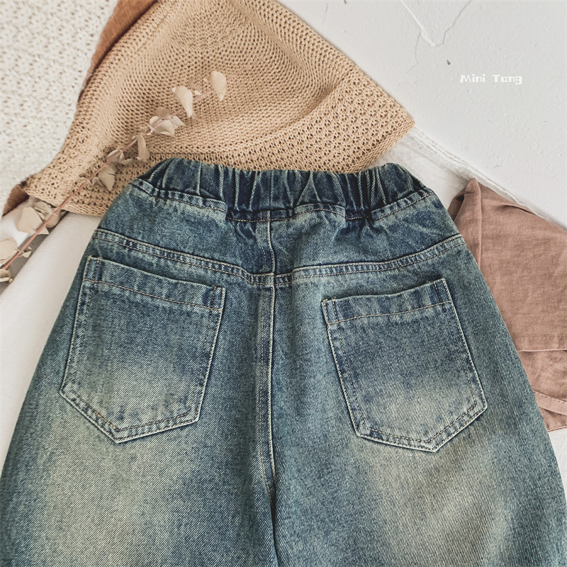 Ropa infantil jeans retro para niños, niños y niñas, pantalones casuales sueltos para bebés, pantalones de rábano de primavera y otoño image 2