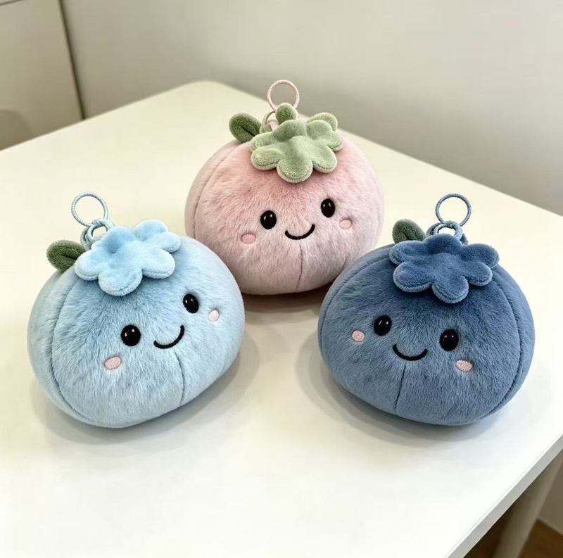 Blueberry Small Pendant for Warding Off Bad Luck and Worries, Bag Charm, Keychain, Plush Fruit Doll, Wholesale Cross-Border