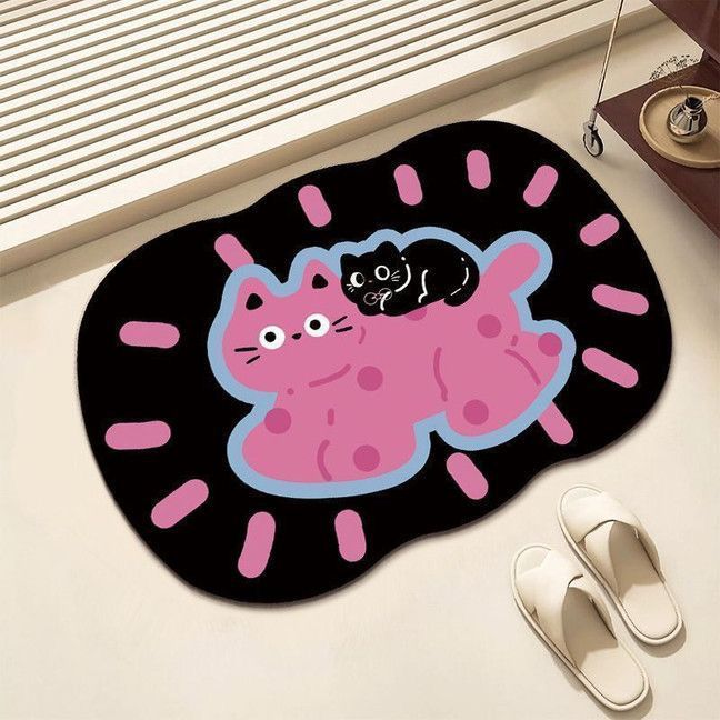 Cute Puppy Entrance Entrance Stain-Resistant Door Mat Bathroom Shower Room Strong Absorbent Foot Mat Diatom Mud Style Floor Mat