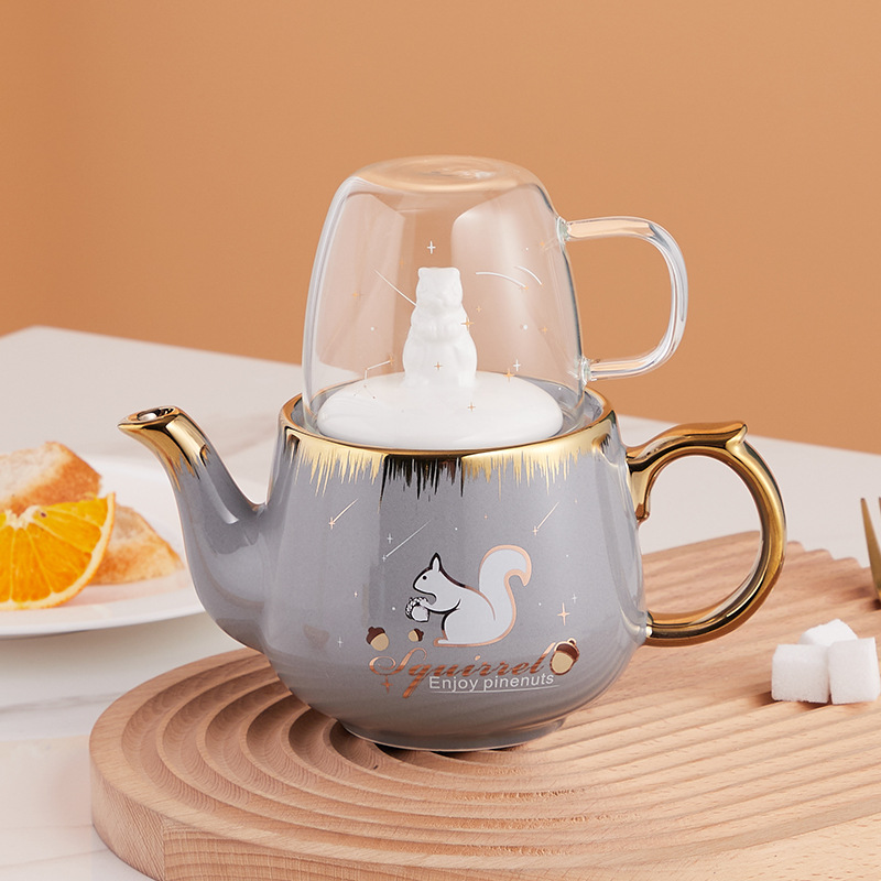 Ins solo juego de té cerámica ardilla Amazon Comercio exterior oferta especial puede agregar logotipo una olla taza regalo