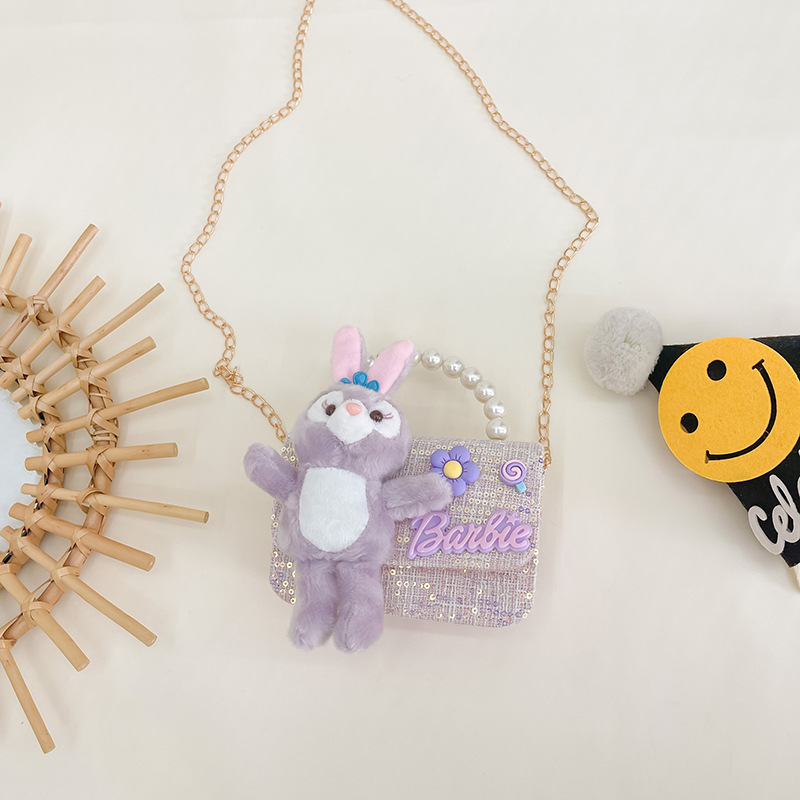 2023 nuevo bolso de los niños bolsa de hombro de conejo de dibujos animados estilo Chanel princesa bolsa perla portátil monedero bolsa