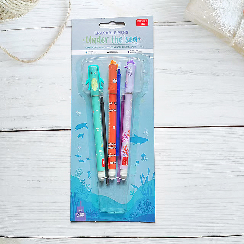 Cross-Border New Product Gel Rubber Pen with Erasable Ink Pen Sea Turtle Clown Fish Seahorse Erasable Gel Pen